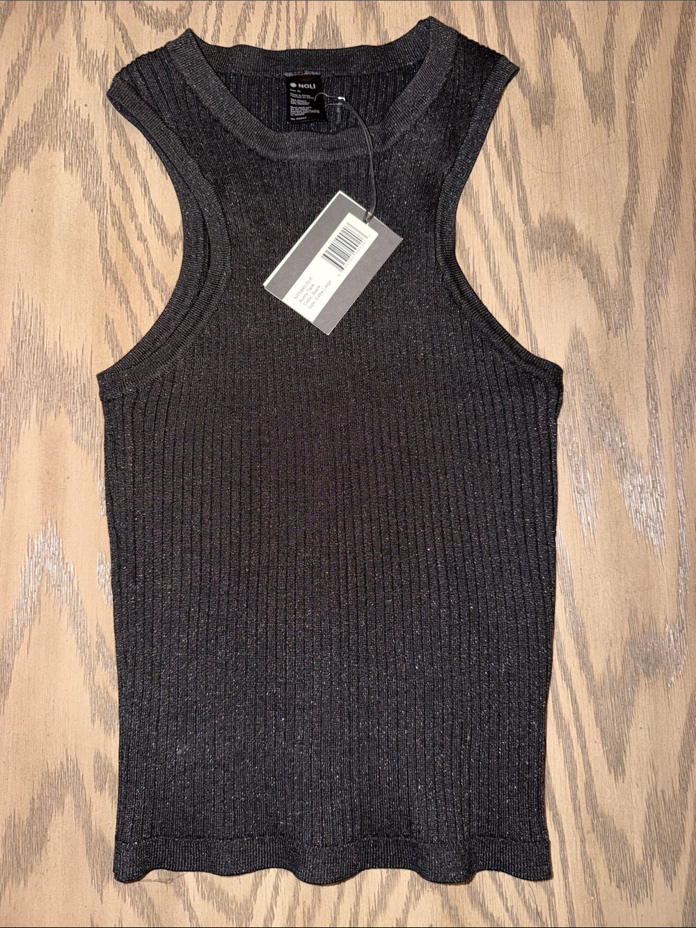 Noli Black Ribbed Crewneck Tank Sweater